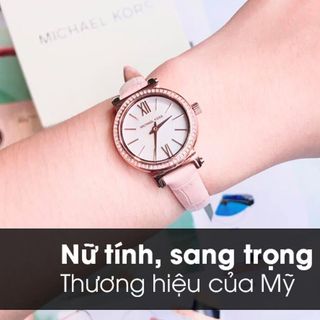 ĐỒNG HỒ NỮ CAO CẤP MICHAEL K 2715 DÂY DA HỒNG MẶT MINI