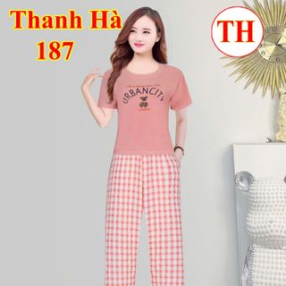Đồ Bộ Nữ Áo Thun Tăm Xịn Phối Quần Caro Ống Suông