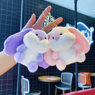Móc khóa thỏ nhồi bông tai lớn