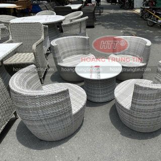 Bộ ghế cafe nhựa giả mây hình chai