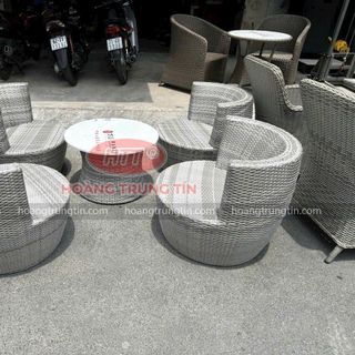 Bộ ghế cafe nhựa giả mây hình chai