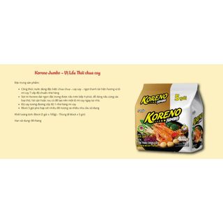 1 Thùng 40 Gói 8 Lốc Mì Koreno Jumbo Vị Lẫu Thái Chua Cay - Loại Sợi To - Hỗ Trợ Thanh Toán Bằng Pi