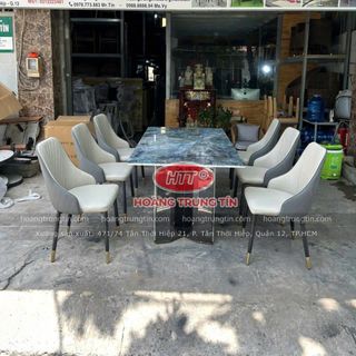 Bộ bàn ghế ăn mặt đá 6 ghế 1 bàn