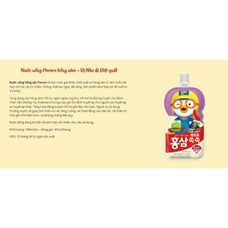 1 Thùng 40 Túi Nước Ép Trái Cây Thương Hiệu Paldo Pororo Hồng Sâm 100ml Date Mới - Hỗ Trợ Thanh Toán Bằng Pi