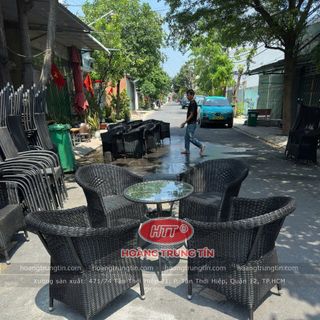 Thanh lý gấp 20 bộ bàn ghế cafe nhựa giả mây cao cấp dây tròn ghế thúng dây tròn hàng mới