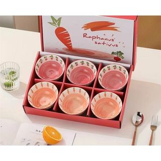 Set 6 Chén Bát Sứ Củ Cải Cà Rốt (Thùng 20 Bộ)