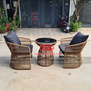 Bộ ghế ban công thư giãn mây nhựa tròn