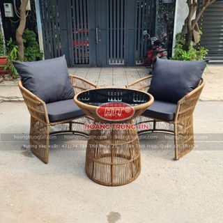 Bộ ghế ban công thư giãn mây nhựa tròn