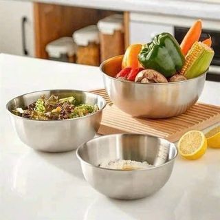 Bộ 3 thau chậu inox có chia vạch