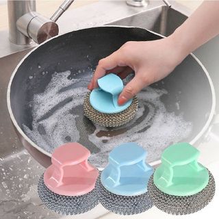 Cọ xoong nồi đa năng, cọ rửa bát không gỉ có tay cầm tiện lợi, kết cấu thép xoắn ốc không bị trầy xước