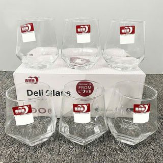 BỘ 6 LY THỦY TINH 330ML ĐẾ LỤC GIÁC