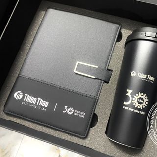 Bộ quà tặng sổ tay_bút ký in khắc logo đại hội