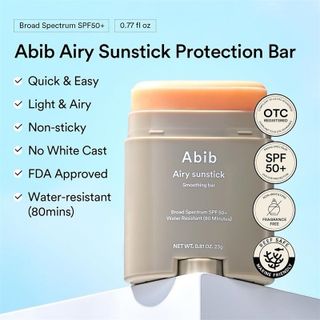 Thanh Chống nắng, Sáp chống nắng ABIB Airy lì dưỡng ẩm,SPF50+  chống nắng cao, chống nước hơn 2h, giúp da mềm mịn, sáng da ko bết dính , siêu tiện lợi