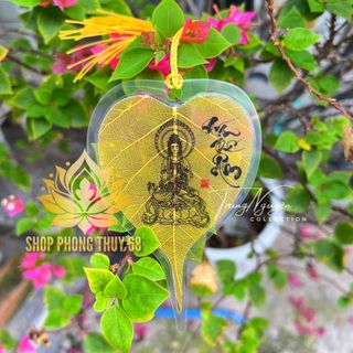 Lá Bồ Đề Bình An In Hình Đức Phật Và Quan Âm