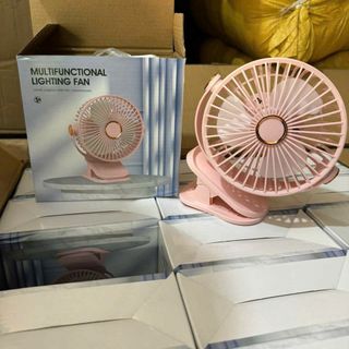 QUẠT KẸP MINI - 5 TỐC ĐỘ GIÓ - 3 CHẾ ĐỘ ĐÈN - PIN SẠC
