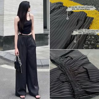 Quần Kẻ Sọc Ống Suông Chất Gold Hàn Cạp Phối Chun Sau Nhiều Màu