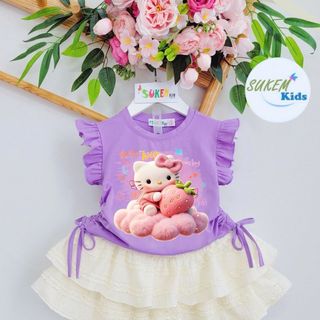 Set váy ren kitty dâu