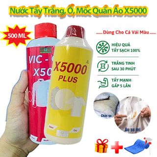 [Tặng Vòi Xịt] Nước Tẩy Quần Áo Chính Hãng VIC OXY X5000 Tẩy Mốc, Ố Vàng, Lem Màu 500ml Tẩy Trắng Đánh Bay Mọi Vết Bẩn sss