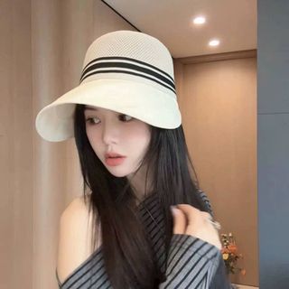 Mũ bucket cói vành rộng với chóp kín chống nắng
