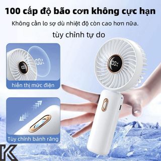 [HOT 2025] Quạt Mini Cầm Tay Tích Hợp Màn Hình LED – 100 Mức Gió Linh Hoạt, Chạy Êm – Pin Dung Lượng Lớn – Phù Hợp Dùng Bàn & Mang Theo Du Lịch