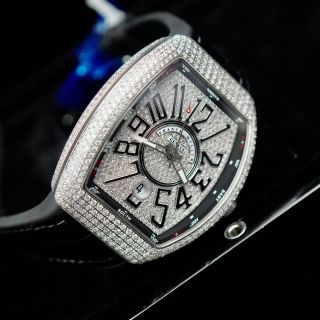ĐỒNG HỒ NAM SIÊU CẤP PRANCK MULER MÁY CƠ MẶT HỘT XOÀN FULL TOÀN BỘ