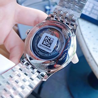 ĐỒNG HỒ NAM CƠ SIÊU CẤP NHƯ HÃG TISỚT DÂY THÉP KÍNH SAPHIRE LỘ MÁY MÀU BẠC