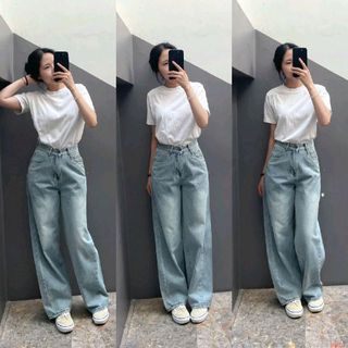 Quần Jean nữ hack dáng, ống đứng, suông dài 100-102 cm; ống rộng 28cm (mã : HTB115)