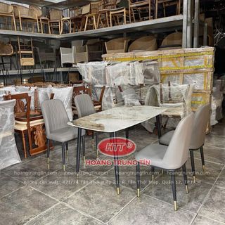 Bộ bàn ăn sắt nệm 6 ghế 1 bàn