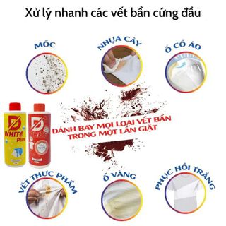 [Tặng Vòi Xịt] Chai Tẩy Trắng Quần Áo D-White, Tẩy Mốc, Ố Vàng, Không Phai Màu Vải - Chính Hãng Đánh Bay Mọi Vết Bẩn sale sale