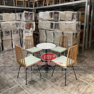 Ghế cafe nhựa giả mây cao cấp ngoài trời