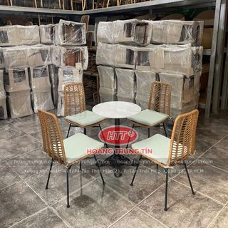 Ghế cafe nhựa giả mây cao cấp ngoài trời