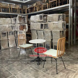 Ghế cafe nhựa giả mây cao cấp ngoài trời
