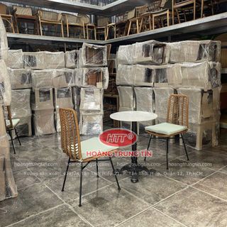 Ghế cafe nhựa giả mây cao cấp ngoài trời