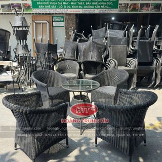 Thanh lý gấp 20 bộ bàn ghế thúng nhựa giả mây sợi tròn