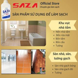 Chai Tẩy Rửa Đa Năng SAZA 1000ml - Vệ sinh Sàn Nhà, Sân Gạch, Bê Tông Làm Sạch Mảng Bám, Rong Rêu Hiệu Quả [Tặng Khăn] sazaa