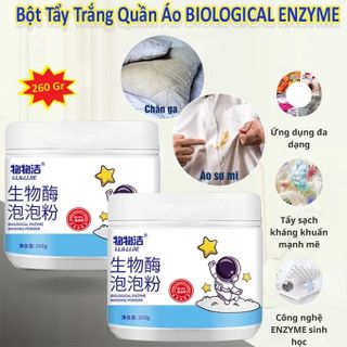 Bột Tẩy Trắng Quần Áo Enzyme Sinh Học LUJIE 260G Đánh Bay Vết Bẩn, Khử Vết Ố Vàng, Tẩy Trắng Quần Áo áo quần