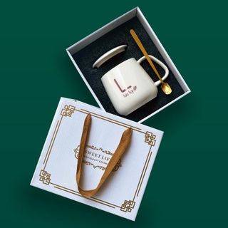 BỘ CỐC SỨ TRẮNG LUCKY KÈM MUỖNG