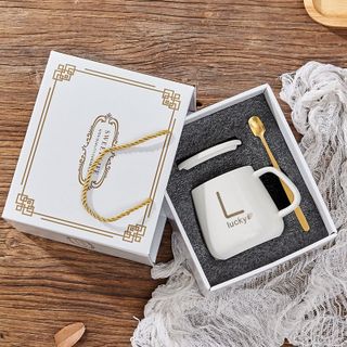 BỘ CỐC SỨ TRẮNG LUCKY KÈM MUỖNG