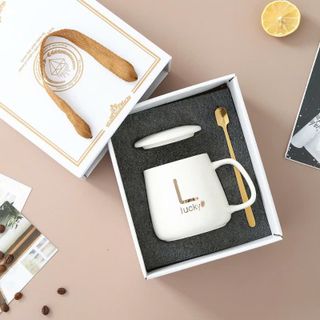 BỘ CỐC SỨ TRẮNG LUCKY KÈM MUỖNG