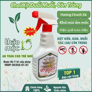 Chai Xịt Đuổi Muỗi, Côn Trùng Thảo Mộc 10S 500ml Mùi Hương Dễ Chịu Xuất Xứ Thảo Mộc - Xua Đuổi Muỗi, Gián, Côn Trùng sale