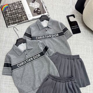 SÉT MÌ NỈ CỔ TRỤ MIX CHÂN VÁY XẾP LY QC