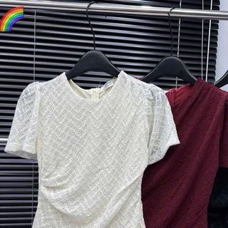 ĐẦM REN CỘC TAY NHÚNG EO VÁY PHỒNG QC