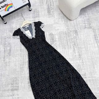 ĐẦM MAXXI CỌC TAY CHẤM BI CỔ PHỐI REN HÀNG QC