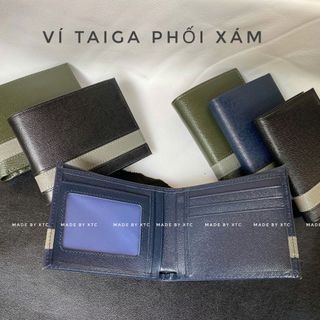 Ví da bò taiga phối xám