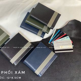 Ví da bò taiga phối xám