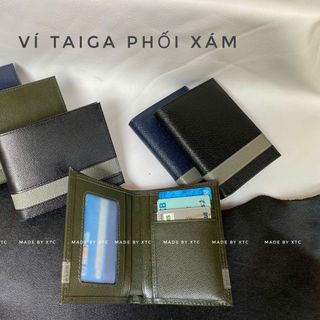 Ví da bò taiga phối xám