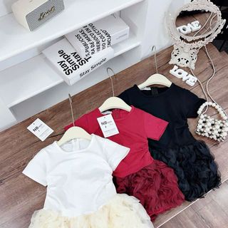 🌸 CHÀO BUÔN SET VÁY XINH CHO BÉ GÁI – SÉT VÁY SÓNG ÁO COTTON TÀU 🌸