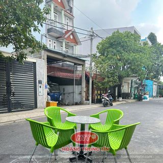 Ghế nhựa bành chân nhôm màu xanh lá