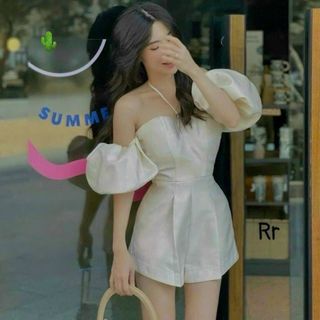 Đầm Jumpsuit cúp ngực tay phồng