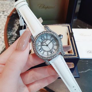 ĐỒNG HỒ NỮ TRUNG CẤP CHOBARD DÂY DA MẶT ĐÁ RƠI